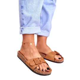 BUGO Kvinnors bruna tofflor Spänne Justerbar Rosaline 1