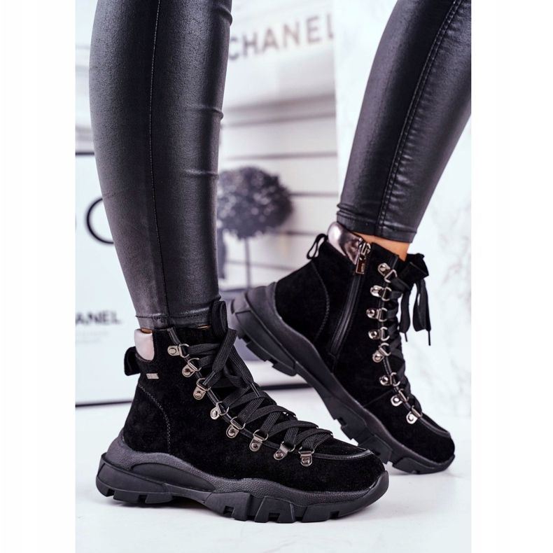 Vandringsskor för kvinnor Trappers Lädermocka Big Star GG274893 svart 2