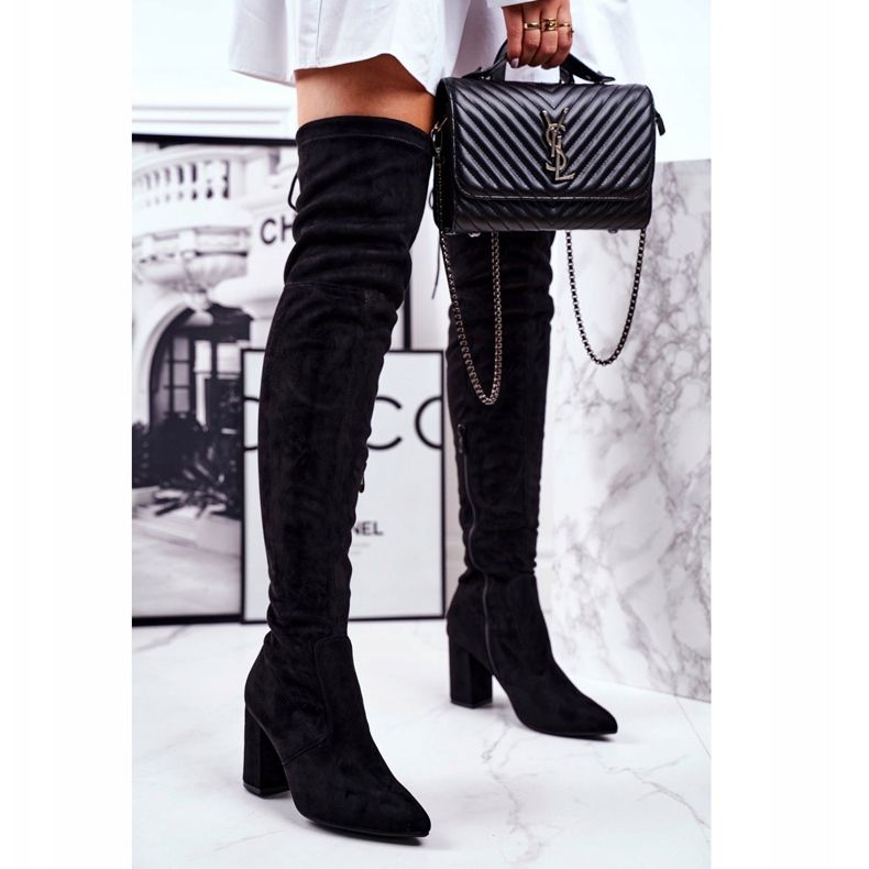 S.Barski Dam Stövlar På Klack Mocka Svart Milwa 2