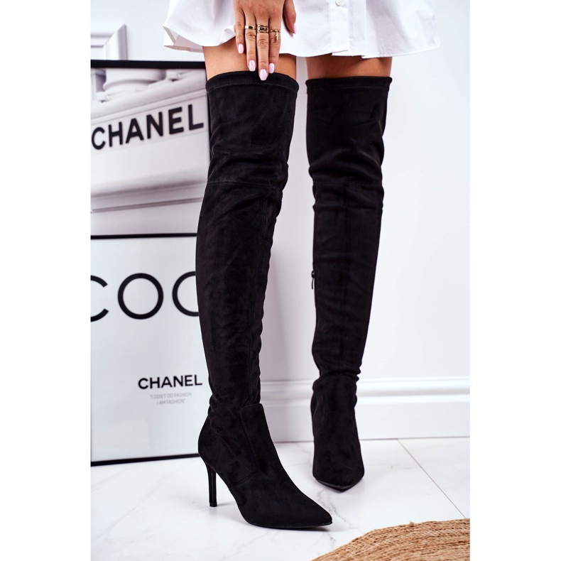 S.Barski Damskor på högklackig mocka svart Huanto 1