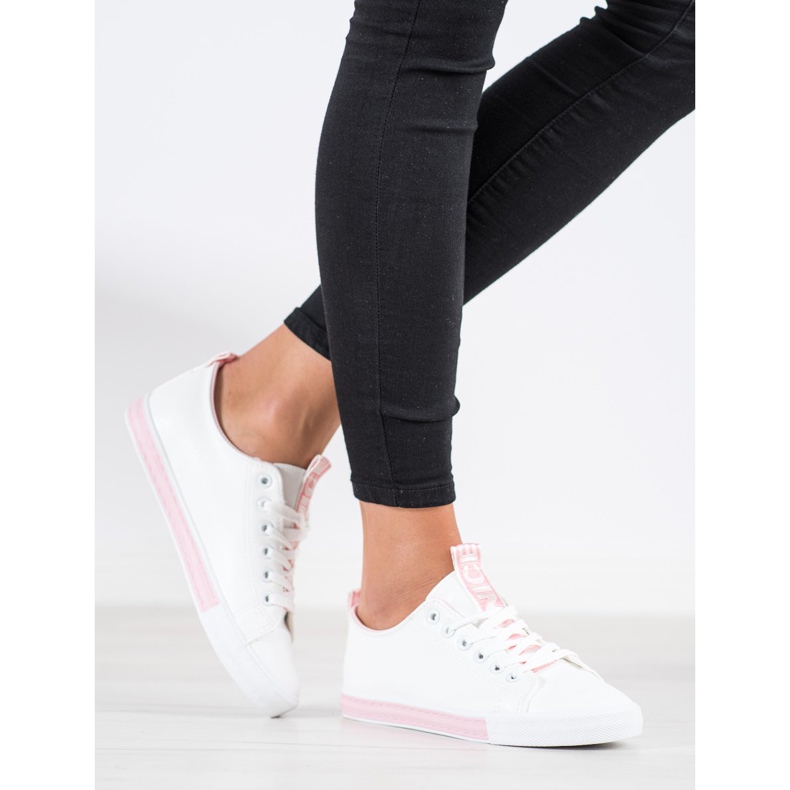 SHELOVET Eco Leather Sneakers vit rosa 1