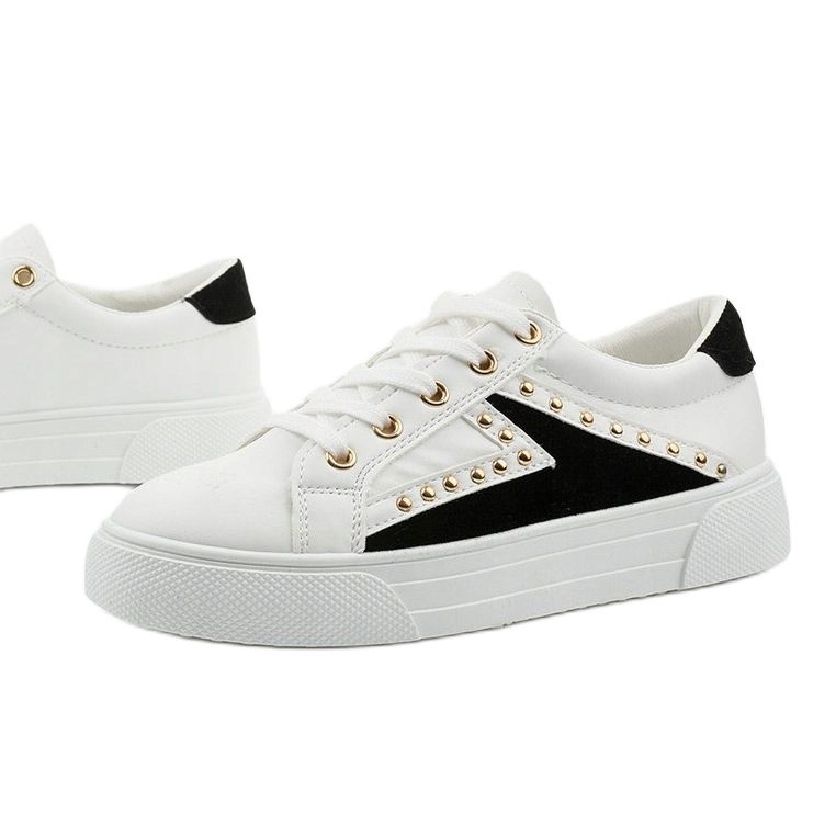 Vita klassiska sneakers med strass A88-69 svart 1