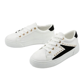 Vita klassiska sneakers med strass A88-69 svart 2