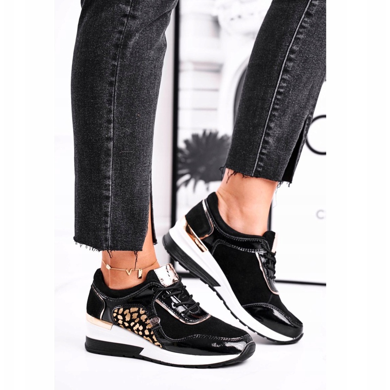 Vinceza Kvinnors sportskor Sneakers Svart läder 21-7778 1