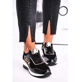 Vinceza Kvinnors sportskor Sneakers Svart läder 21-7778 2