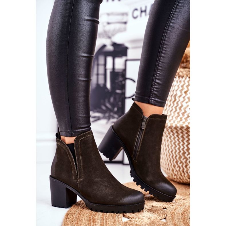 S.Barski Kvinnors stövlar på hälen Warm Khaki Veronica brun 2