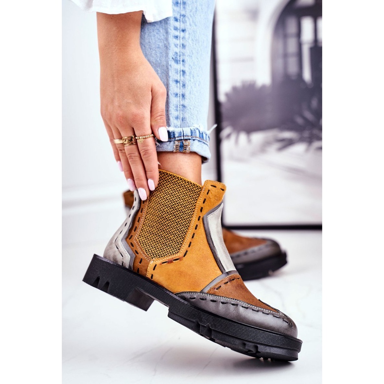 Kvinnors läder Jodhpur -stövlar Maciejka Yellow 04634 mångfärgad gul 1