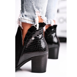 Damskor på häl, läderfjäder Maciejka svart 04833-01 1