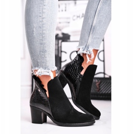 Damskor på häl, läderfjäder Maciejka svart 04833-01 2