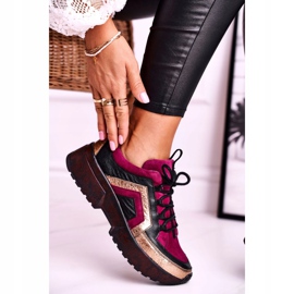 Kvinnors Brogues Sneakers Maciejka Leather Burgundy 04731-23 röd mångfärgad 1