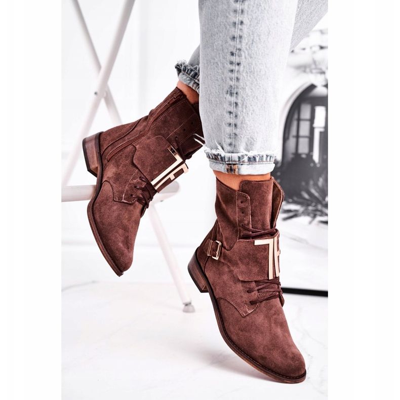 Kängor för kvinnor Nicole Suede Brown 2591 brun 2