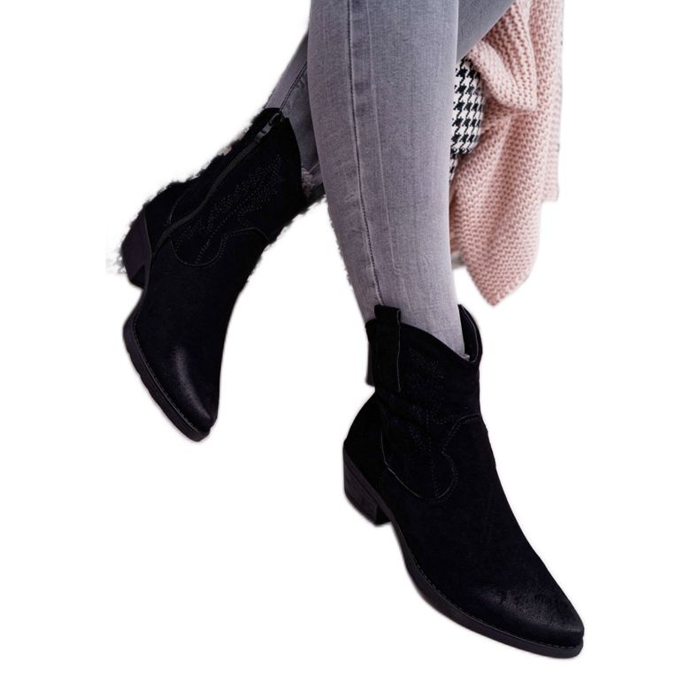 BUGO Cowboystövlar för kvinnor Mocka Black Ferders svart 2