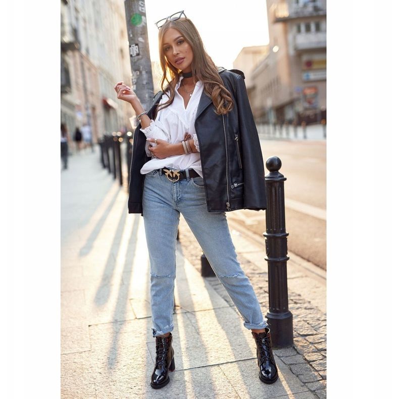 S.Barski Kvinnors stövlar på hälen lackerad svart Gör det bättre 1