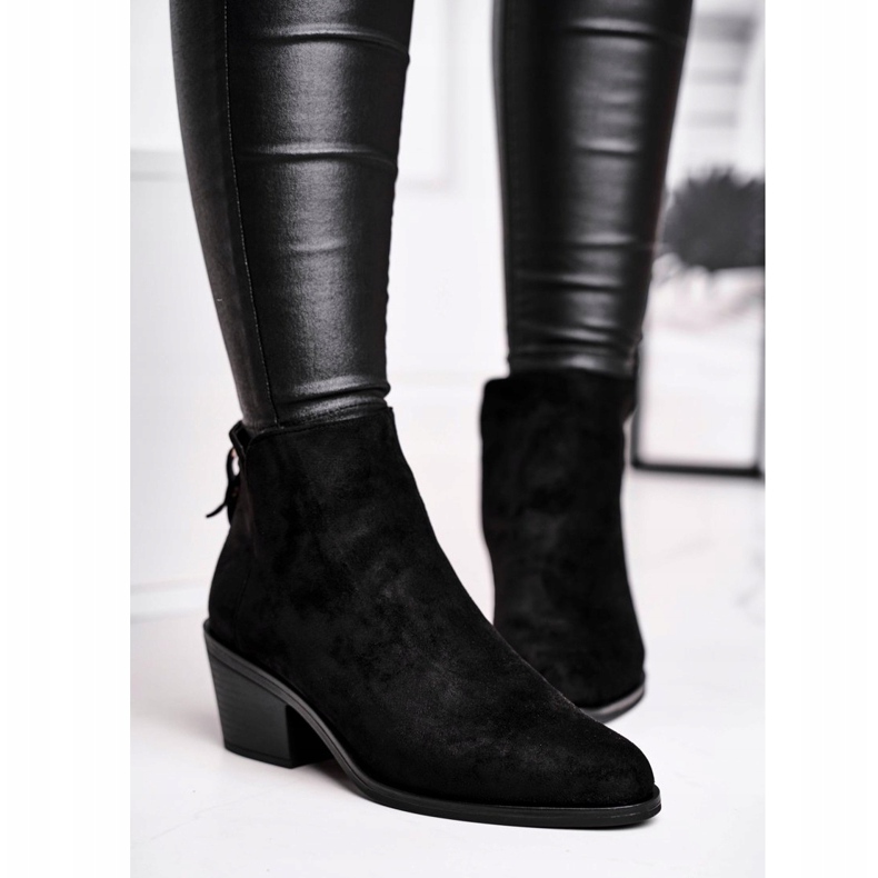 S.Barski Kvinnors stövlar Flat Heel Warm Autumn Black Milky svart 2