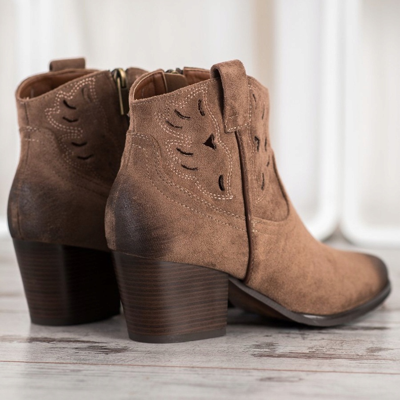 VINCEZA öppnade cowboystövlar beige 1