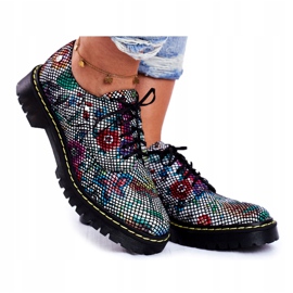 Kvinnors Brogues Oxfords läderblommor Maciejka 04087-43 mångfärgad 3