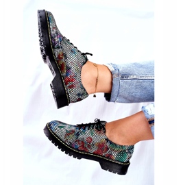 Kvinnors Brogues Oxfords läderblommor Maciejka 04087-43 mångfärgad 2
