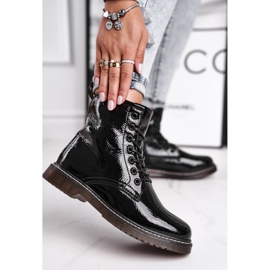 EVE Dam Stövlar Lackade Trappers Stövlar Svart Marita 2