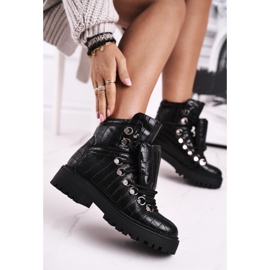 BUGO Platta stövlar för kvinnor med tunga Svart Passa 1