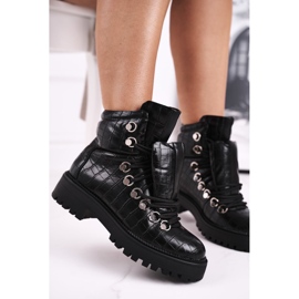 BUGO Platta stövlar för kvinnor med tunga Svart Passa 2