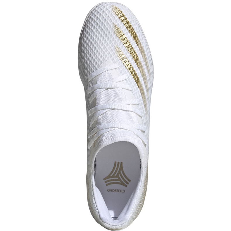 Adidas X GHOSTED.3 I EG8204 fotbollsskor vit, gyllene gyllene 1