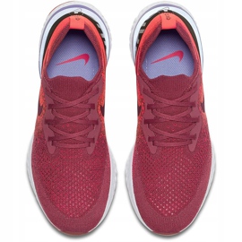 Nike Epic React Flyknit löparskor dam vinrött-orange-svart AQ0070 601 röd purpur mångfärgad 1