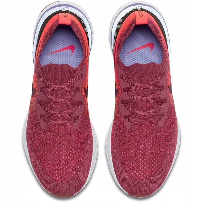 Nike Epic React Flyknit löparskor dam vinrött-orange-svart AQ0070 601 röd purpur mångfärgad 1