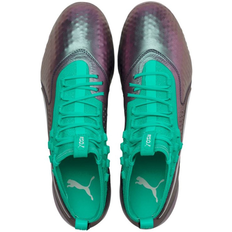 Puma One 1 Il Lth Fg Ag fotbollsskor grågröna 104925 01 röd 1