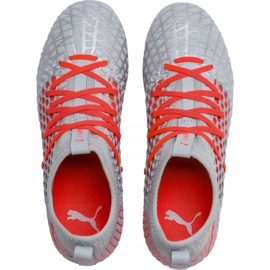 Fotbollsskor Puma Future 4.3 Netfit Fg Ag Junior silver-röd 105693 01 mångfärgad grå 1