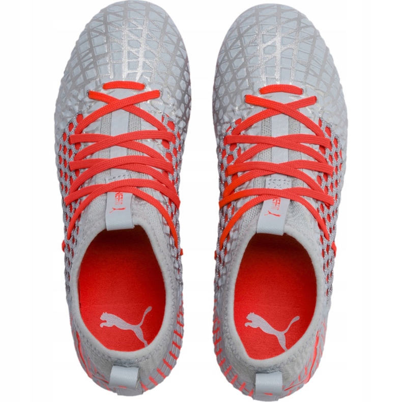 Fotbollsskor Puma Future 4.3 Netfit Fg Ag Junior silver-röd 105693 01 mångfärgad grå 1