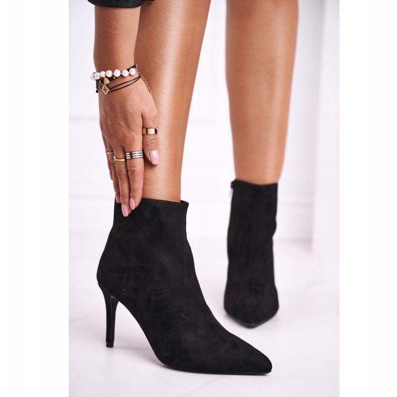 FB1 Damskor på högklackig mocka svart Beneco 1