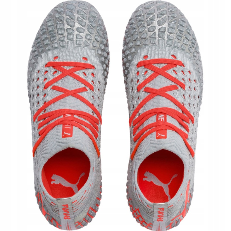 Fotbollsskor Puma Future 4.1 Netfit Fg Ag Jr silver-röd 105692 01 grå 1