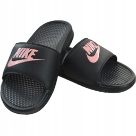 Nike Benassi Just Do It 343881 007 Slide för kvinnor svart rosa 1