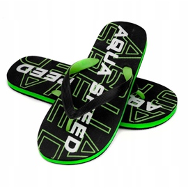 Aqua-Speed ​​Rhodes svart och gröna herr tofflor kol.38 1