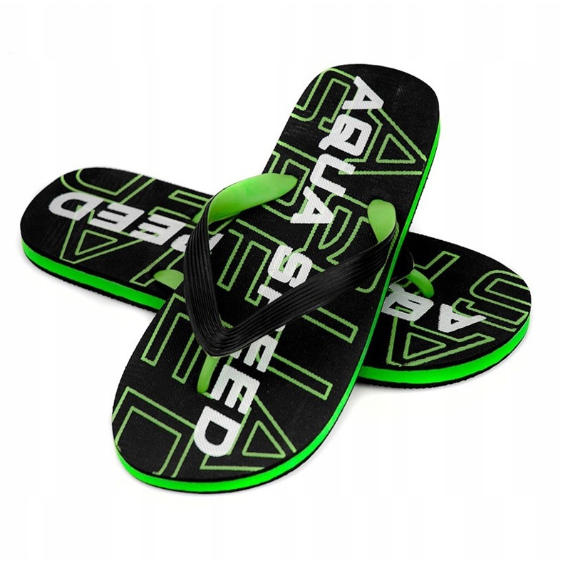 Aqua-Speed ​​Rhodes svart och gröna herr tofflor kol.38 1