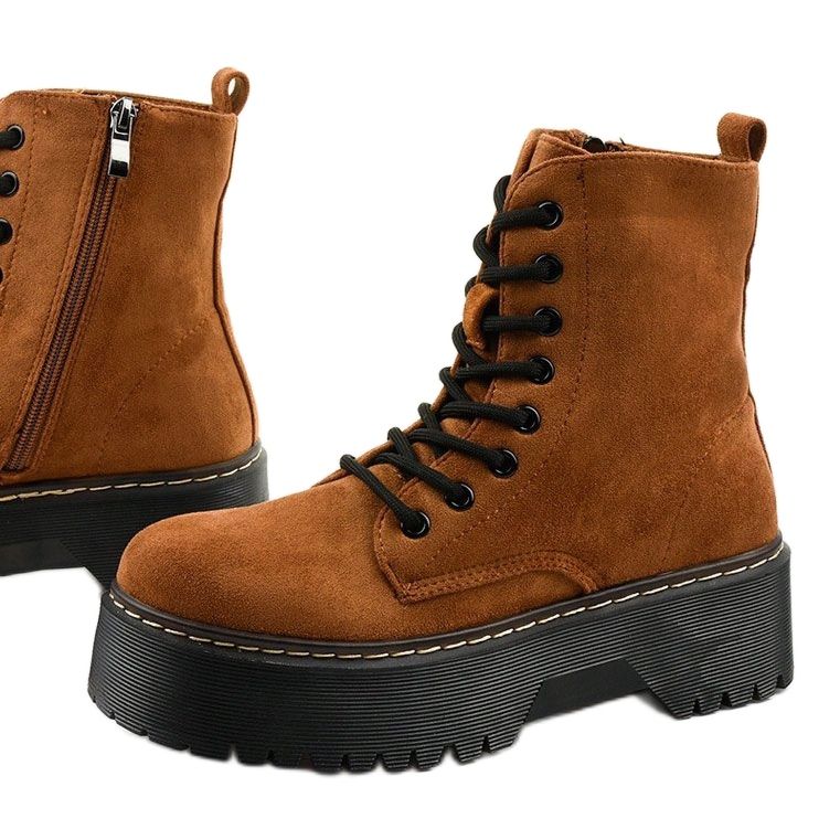 Cataela bruna snörstövlar i mocka 1