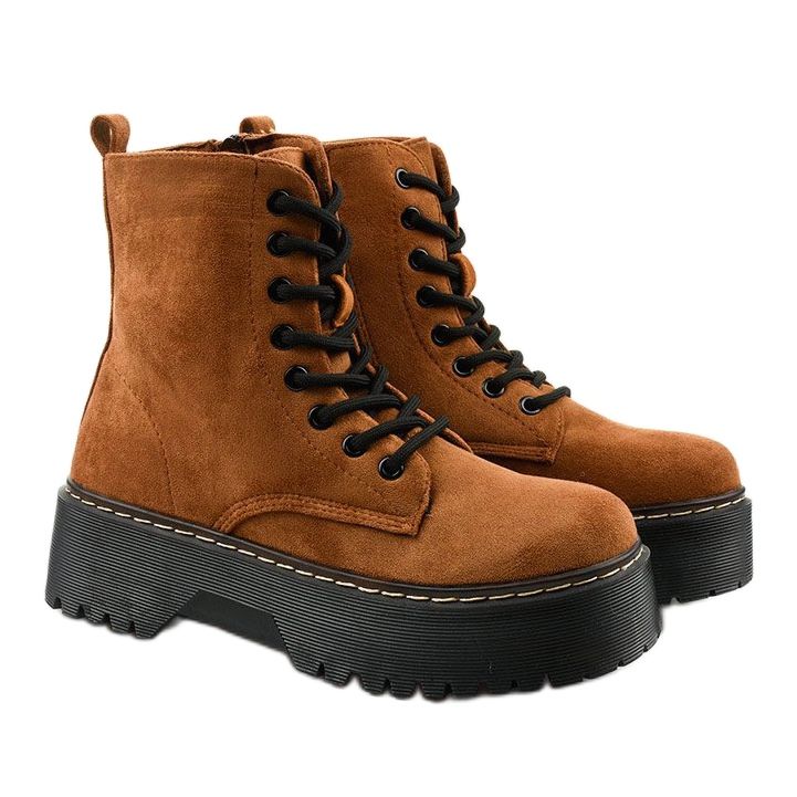 Cataela bruna snörstövlar i mocka 2