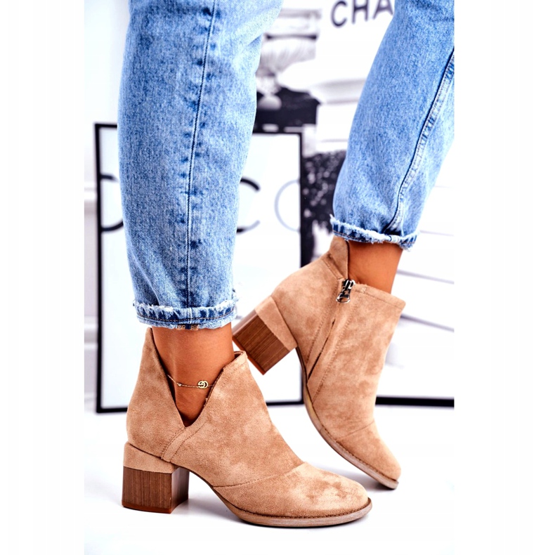 MSMG Dam Ankelstövlar Cut Out Beige Mini Meliori 3