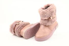 American Club Amerikanska GC26 / 20 -kängor med dragkedja med päls rosa gyllene 3