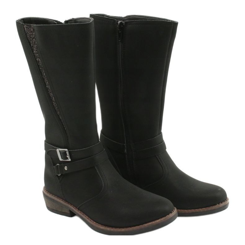 American Club Långa stövlar med glitter svart amerikansk GC24 / 20 3