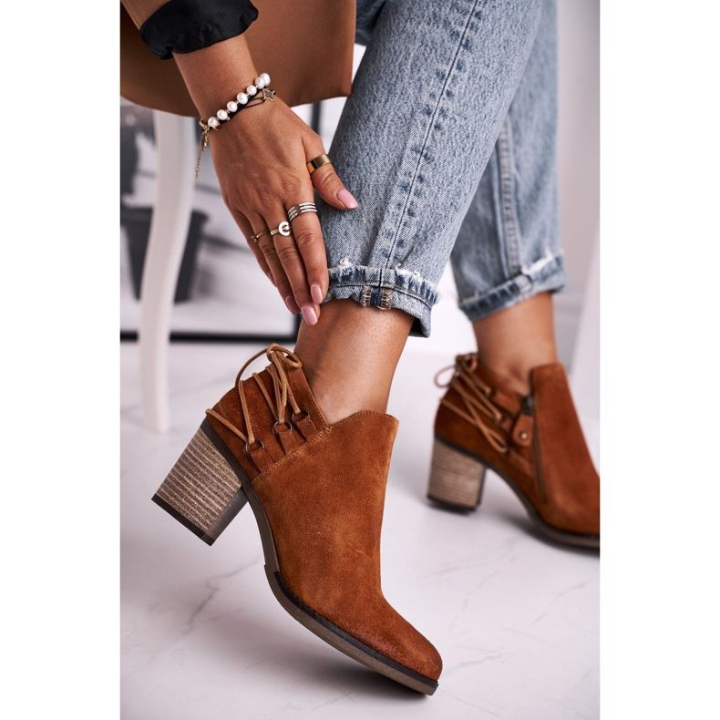 Damskor på hälen Maciejka Vårläder Röd 04812-29 brun 2