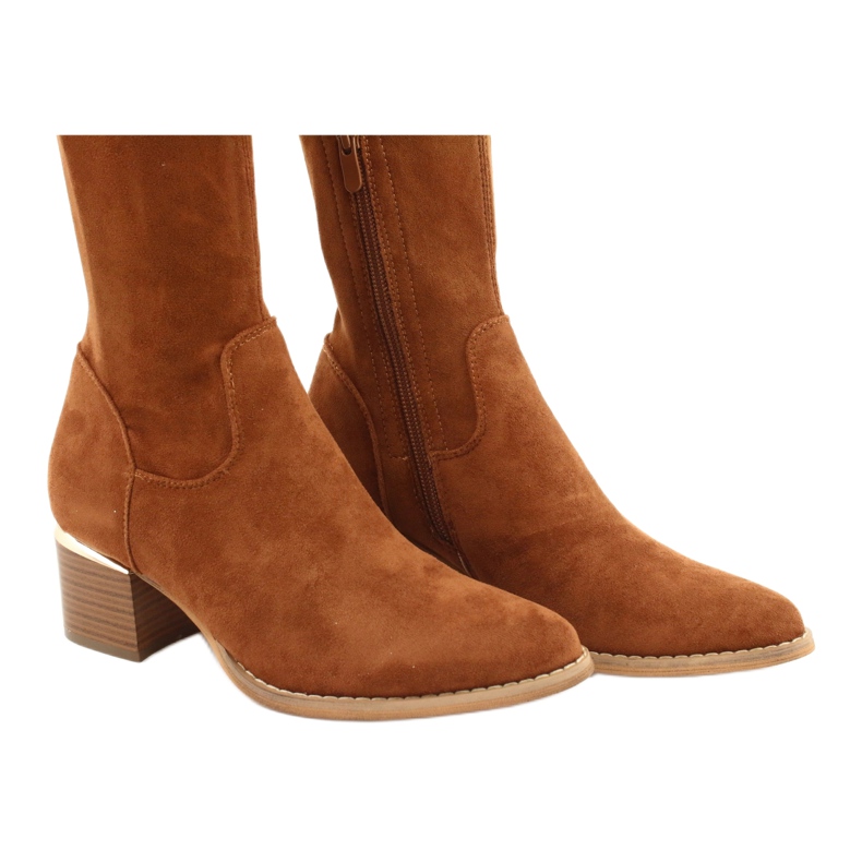 Långa stövlar lycra mocka Evento 20KZ35-3330 Camel brun gul 4