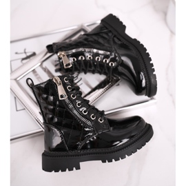 FRROCK Barnskor uppvärmda med päls, lackad svart säger dig 1