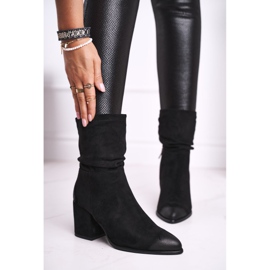 Vinceza Kvinnors stövlar på hälen i ekologisk mocka svart uppåt 1