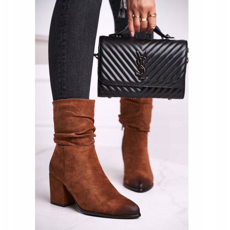 Vinceza Kvinnors Eco-mocka kamel upp sidstövlar på häl brun 2