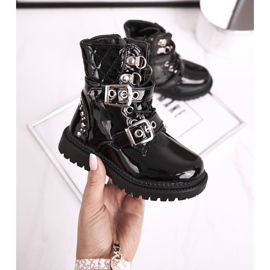 FRROCK Barnskor uppvärmda med päls, svartlackerad Dolly 1