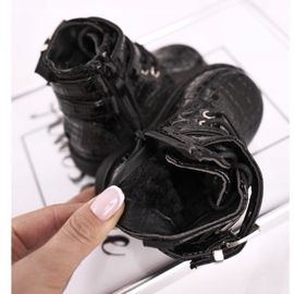 FRROCK Barnskor uppvärmda med päls, lackerad svart Valentina 1