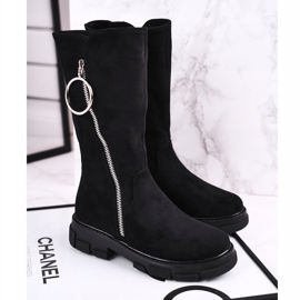 Apawwa Barnhöga stövlar Mocka Warmed Black Norabel svart svart 2