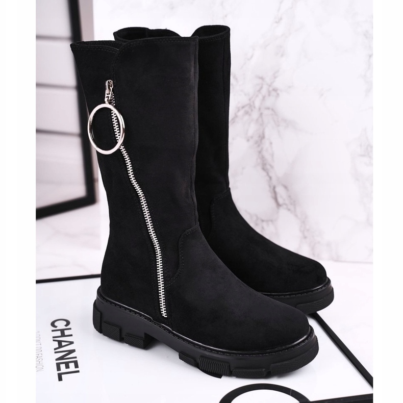 Apawwa Barnhöga stövlar Mocka Warmed Black Norabel svart svart 2