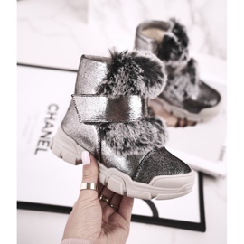 Apawwa Barnens varma stövlar kardborreband Fur Grey Husar grå 2